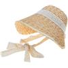 CNAFGBGG Cofano da Sole, Cuffia da Sole in Paglia da Donna - Stile Lolita Vintage Francese con Nastro in Pizzo, Personalizzabile Fai da Te per la Spiaggia e Le attività all'aperto..