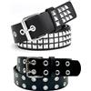 PRVCFZ 2 cinture con borchie, 110 cm, cintura gotica con borchie quadrate, cintura emo per accessori punk e gotici, rivetti vintage, rock punk, cintura Y2K, cintura per donne e uomini, cintura di