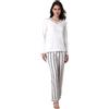 Lovable Pigiama 2 in Jersey di Cotone | Set Due Pezzi con Maglia Girocollo e Pantaloni | Morbido, Traspirante e Confortevole | Nightwear Donna, Bianco Latte 2 - S