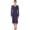 Lovable Camicia da Notte Corta con Maniche Lunghe in Morbido Modal | Scollo a V e Dettagli in Pizzo | Femminile e Raffinata Donna, Blu Scuro 4 - L
