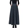 BiilyLi Gonna Lunga Inverno Donna Vintage Vita Alta Elegante Quadri Lana Maxi Skirt A-Linea Gonne 1954 Grigio Blu -XL