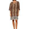 Liu Jo Abito Corto Donna Kaftano Animalier ES26LJ41 VA6054 TS123 V9789 (IT, Testo, M, Regular, Regular, Marrone)