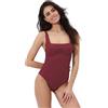 Lovable Costume Intero con Ferretto | Scollo Squadrato, Tessuto Jacquard Strutturato e Alta Copertura con Schiena Dritta | Sostegno e Modellazione | Embellished Jacquard Donna, Rosso Tibetano 34C - 3C