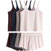 THE SET Donne Confezione da 4 Pigiami composti da Canotta e Boxer Corti Navy Blue/Taupe Brown/Light Pink/Burgundy Red L