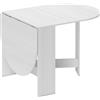 Tavolo Pieghevole Per 6 Persone Con 2 Ribalte Ovale In Legno, 163x80x75 Cm, Bianco