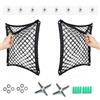 XUNOUCUN Robusta rete organizer con 4 occhielli in metallo, montaggio a 3 scomparti per camper, barca e casa, poliestere elastico, 40 x 40 cm, portata fino a 30 kg, colore: nero