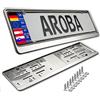AROBA 2 x portatarga auto di ottima qualità, 100% acciaio inox, lucidata V2A, per Germania e Unione Europea (targa delle dimensioni 520 mm x 110 mm)