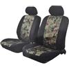 Generico 2 Coprisedili Anteriori Universali in Tessuto Mimetico Verde e Nero - Camouflage 2 Posti Coprisedili 1+1 di Alta Qualità Resistenti e Comodi Compatibili con Airbag Set da 4 pezzi Auto ATV 4x4 Caccia