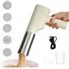 PORFOYO Macchina per Pasta Elettrica, Macchina per Pasta Ricaricabile, Macchinas per La Pasta Fresca Con 5 Stampi per Pasta, Torchio per Pasta in Acciaio Inossidabile per Picnic O Domestico