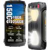 Blackview Cellulare Blackview BV7300 per esterni, 15000 mAh/45 W/7 W ricarica inversa, 18 GB + 256 GB, 6,67", 50 MP + 32 MP, senza contratto, lampada da campeggio da 800 lm, Gemini, NFC