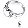 Banemi Anello Chevalier Donna Titanio Anello Gotico Punk Argento Anello di Cenere di Cuore Misura dell'anello 20
