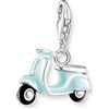 THOMAS SABO Ciondolo a forma di monopattino turchese in argento Sterling 925 di alta qualità con monopattino tridimensionale stile vintage, dimensioni: 21 x 18 mm, 1937-041-7, misura unica, Argento