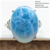 MUKO GEMS Anello regolabile con pietra preziosa Larimar blu naturale Anello ovale in argento sterling 925 Dominica Anello Larimar con motivo ad acqua da donna AAAAAA