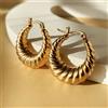SLOONGJEWELRY Orecchini a Cerchio Chunky Punk PVD Placcati Oro 18K a Forma di Croissant Intrecciato in Acciaio Inossidabile Martellato, Gioielli per Orecchio Pendientes