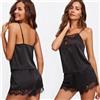NONE Set pigiama in pizzo da donna Pijama Mujer cinturino senza maniche indumenti da notte sexy set di lingerie corta abbigliamento da notte femminile