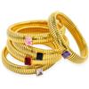 SLOONGJEWELRY Bracciale Hip Hop Impermeabile in Acciaio Inossidabile con Cristalli Multicolore, Elastico, in Metallo Lucido Spesso, Bracciale a Polsino Largo Dorato, Gioielli Nuovi