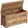 VASAGLE Storage Puff, panca portaoggetti con 2 cerniere di sicurezza, baule portaoggetti, panca per scarpe, stile country, 40 x 100 x 46 cm, per corridoio camera da letto soggiorno, marrone miele