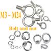 NONE 1-10 pezzi di bulloni a occhiello con dadi M3~M24, lunghezza 9mm-80mm, in acciaio inossidabile 304, per sollevamento, con foro ad anello per cavo o fune