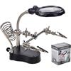 NONE Helping Hands Stazione di saldatura Lente d'ingrandimento 3.5X 12X Lente d'ingrandimento illuminata a LED con clip ausiliarie Strumento di riparazione con morsetto a coccodrillo