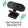 NONE Webcam USB con Microfono Integrato, Telecamera per PC Plug and Play 360° ° Girevole per Videochiamate, Zoom, Teams, Streaming