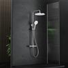 NONE Sistema doccia termostatico cromato completo con soffione a pioggia rotondo da 30 cm, doccetta con 5 tipi di getto, regolabile in altezza 92-126 cm