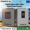 Powgrow Inverter Solare Ibrido POWGROW 3.6KW 5KW 6.5KW 12KW con Doppia Uscita MPPT 220V 24V 48V, Ingresso PV Massimo 500V, Caricatore Solare 160A con BMS