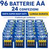 Pacco scorta Batterie AA VARTA Super Heavy Duty Zinco-Carbon 1,5V R6 per Telecomandi Orologi Sveglie