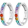 CYCUFF S925 Orecchini minimalisti in argento sterling con zirconi colorati Orecchini a cerchio Gioielli da donna Regali originali e alla moda per anniversario