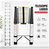 NONE Scala telescopica in acciaio inossidabile da 2,6 m a 6,3 m, ganci staccabili e barra stabilizzatrice, certificata EN131, capacità di carico 150 kg, scala retrattile portatile con un solo pulsante,