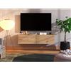 Dmora Mobile Porta TV Yasuki 128x42x32h cm Marrone Rovere Nodi Un Ripiano 2 Ante, Anta Effetto Rigato