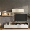 Dmora Parete Attrezzata Momike Bianco Crema Modulabile 6 Ripiani, Mobile Soggiorno 9 Vani