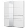 Dmora Guardaroba Grande Kataka 146x218h cm Bianco Opaco Appendiabiti 2 Ripiani, Armadio Camera da Letto Apertura Scorrevole