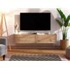 Dmora Mobile Porta TV Miyami 154x42x32h cm Marrone Rovere Nodi Un Ripiano 2 Ante, Anta Effetto Rigato