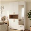 Dmora Guardaroba 3 Ante Hamoka 135x56 cm Bianco Appendiabiti 2 Cassetti, Armadio Camera da Letto 6 Ripiani