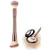 Generico Makeup Brushes - 19.5 X 2.1cm Double Ended Makeup Brush | Soft Bristles Multitasking | Foundation Contour Blending Brush | For Women Girls Beginners Face Cheeks Bronzer Blush Highlighter