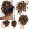 MY-LADY Scrunchies per chignon ondulato sintetico, con fascia elastica in gomma, per coda di cavallo, colore marrone dorato