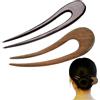 WUERKIYA Forcine per Capelli a Forma di U - Set da 2 Pezzi (15,5 cm),Semplice Fermaglio per Capelli in legno, Punte Perni di Chignon Updo per Ragazze Donne Bun Capelli Styling Accessori