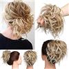 MY-LADY Posticci per Capelli Disordinati, Coda Capelli Veri Mossi Ricci Elastico con Capelli Chignon Facile per Capelli Extension Chignon da Donna Strawberry Blonde mix Biondo platino
