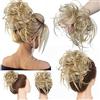 MY-LADY Posticci per Capelli Disordinati, Coda Capelli Veri Mossi Ricci Elastico Facile per Capelli Extension Chignon da Donna Biondo cenere
