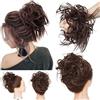 MY-LADY Posticci per Capelli Disordinati, Coda Capelli Veri Mossi Ricci Elastico Facile per Capelli Extension Chignon da Donna Marrone medio