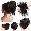 MY-LADY Posticci per Capelli Chignon Disordinati, Coda Veri Mossi Ricci Elastico con Extension Facile da Donna - Marrone Scuro