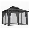 Outsunny Gazebo 3 x 3,6 m a Tetto Rigido con Tetto Doppio in Acciaio Galvanizzato, Struttura in Alluminio, Grigio scuro | Aosom Italy