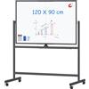 maxtek Lavagna Bianca Mobile con Cavalletto 120 x 90 cm, Nero | Magnetica Whiteboard, Cancellabile, Doppia Faccia Girevole, Telaio in Alluminio, Rotazione 360° su Ruote,per Ufficio e Scuola
