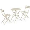 Bizzotto Set Bistrot da Esterno Bizzotto Austin Tavolo e 2 Sedie Pieghevoli, Acciaio Gypsum