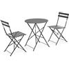 Bizzotto Set Bistrot da Esterno Bizzotto Austin Tavolo e 2 Sedie Pieghevoli, Acciaio Antracite
