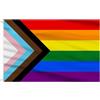 AhfuLife 1Pcs Progress Pride Bandiere, Bandiera Arcobalenoda 105 x 90cm per il Giorno dell'orgoglio, Bandiera Progress LGBTQ+ Doppio Lato con Occhielli in Ottone, per Parate del Pride Day