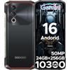 DOOGEERugged Blade 10 Power Rugged Smartphone Android 16, 10300mAh, 24GB+256GB Telefono Indistruttibile, 90Hz 6.6 HD+ IPS, 50MP+8MP Smartphone Rugged, Triple Card Slot,Fingerprint ID/Face Unlock/NFC, Nero