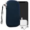kwmobile Custodia in Neoprene con Zip per Smartphone M - 5,5 - Astuccio Portacellulare a Sacchetto con Cerniera - Borsa in blu marino