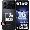 DOOGEESmart Note 56 Pro Smartphone Android 16, 32GB+128GB/2TB, 6150mAh Batteria, UNISOC T7225 Telefono, 6.56 HD+90Hz, 13MP+8MP Cellulare, NFC/Widevine L1/Face Unlock, Nero