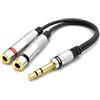 VITALCO Adattatore splitter audio stereo TRS maschio a 2 x 6,3 mm mono TS femmina jack maschio a 2 x 6,3 mm mono TS femmina Cavo adattatore cavo Y